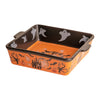 Rectangular baking dish with Halloween-themed design on a white background