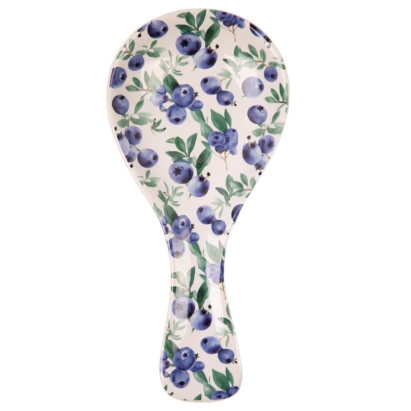 Spoon rest with blueberry design on a white background