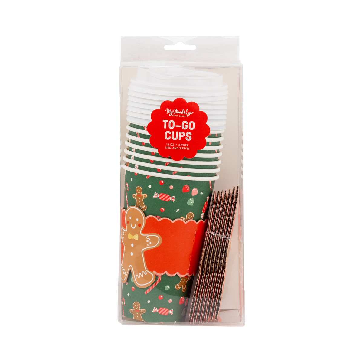 Gingerbread Man Christmas 16oz Paper To Go Cups