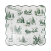 Green Christmas Toile 9" Paper Dinner Plates