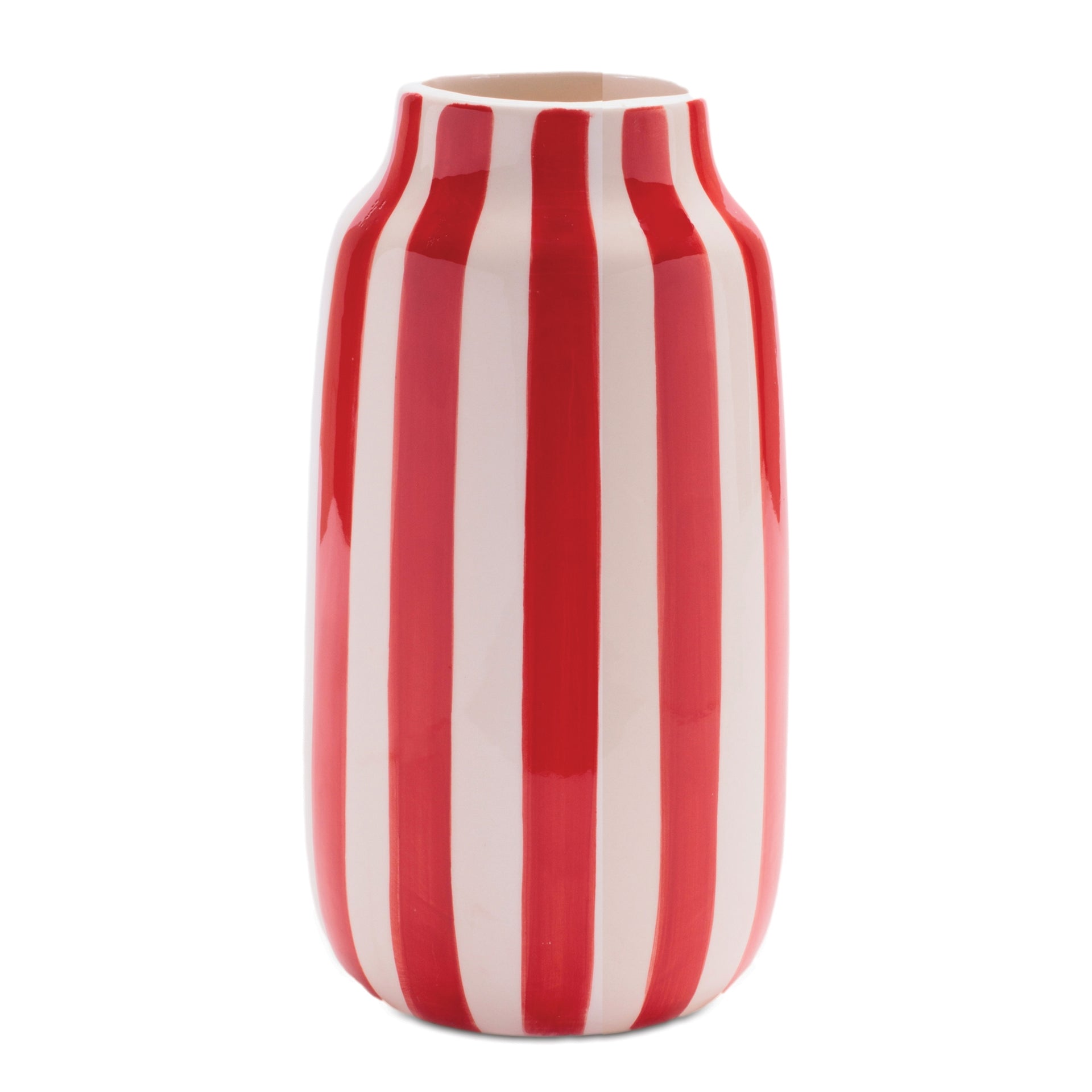Red/White Striped Vase