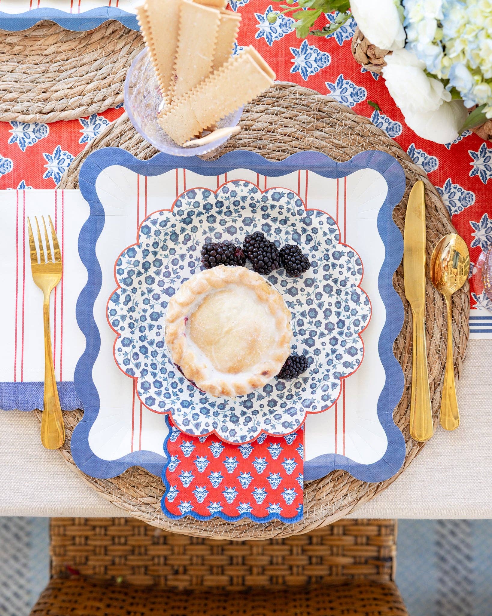 HAM1240 - Blue Ditsy Floral Paper Plate