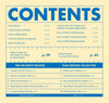 Table of contents for a book about butter with blue and beige design.