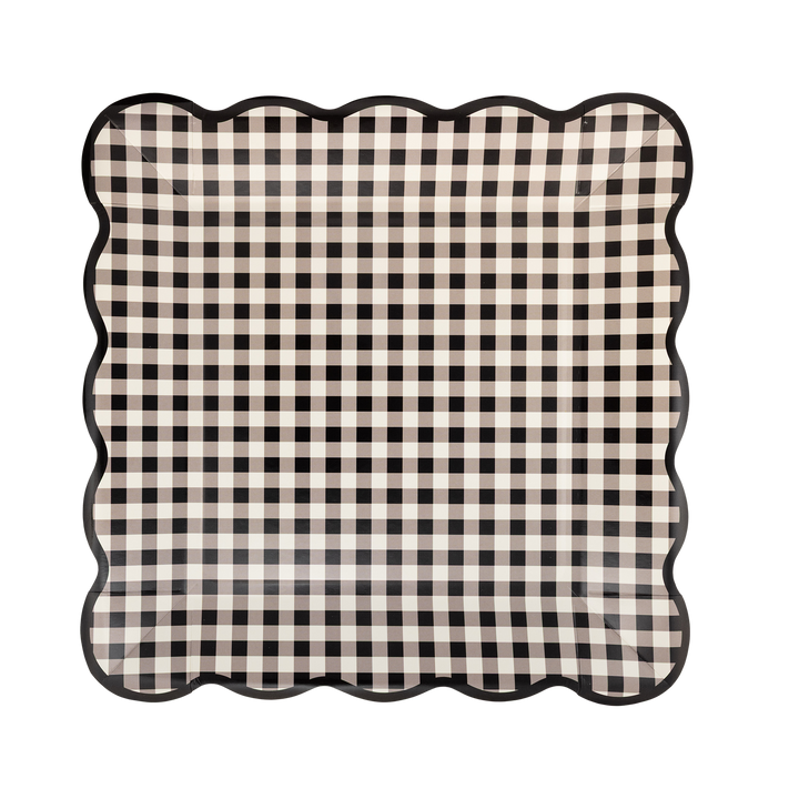Checkered plate with scalloped edge on a white background