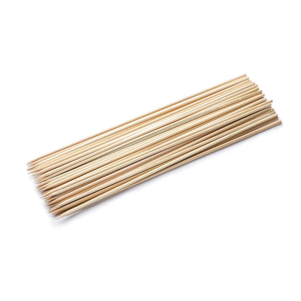 Set of wooden skewers on a white background