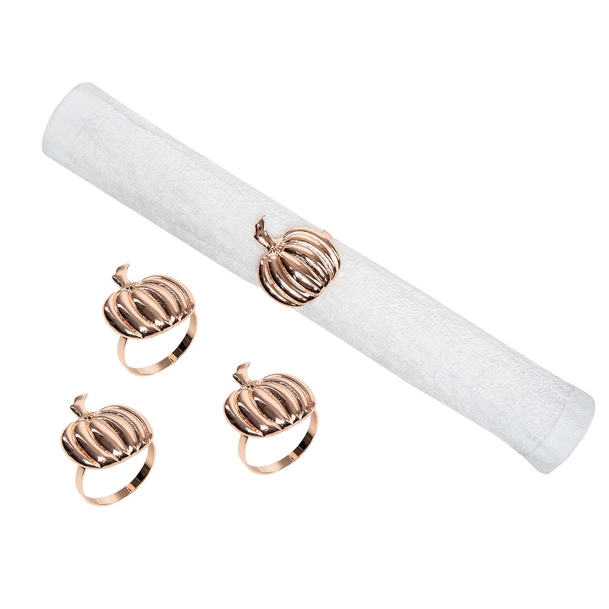 Copper Pumpkin Napkin Ring Set of 4