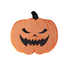 Pumpkin-shaped placemat with a jack-o'-lantern face on a white background