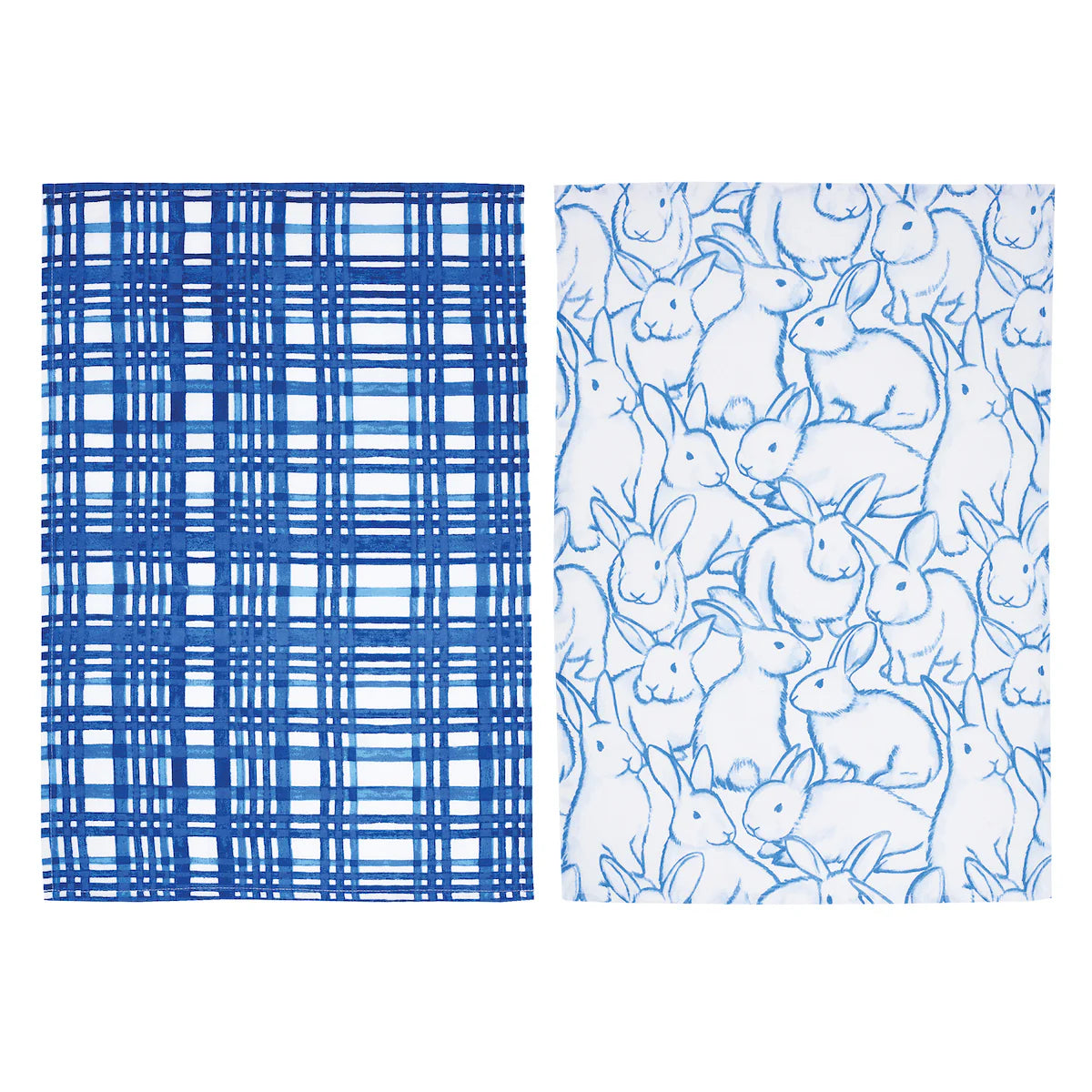 Blue Bun & Plaid Dish Towel Set