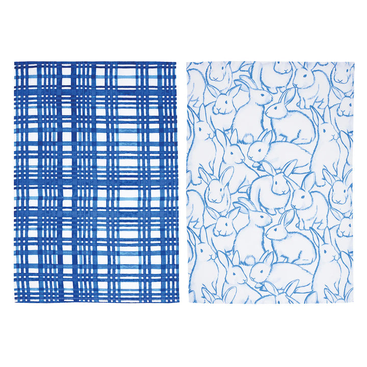 Blue Bun & Plaid Dish Towel Set