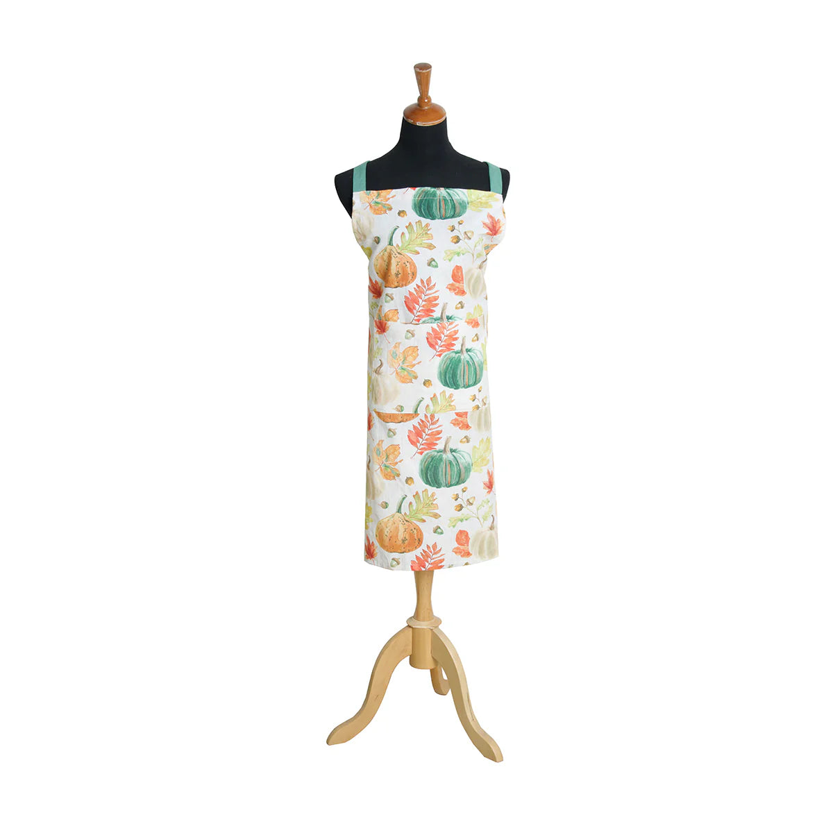 Apron with pumpkin pattern on a mannequin against a white background