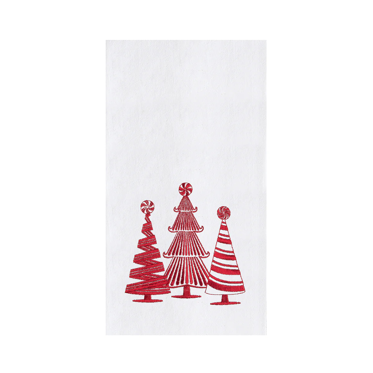 Red Christmas tree design on a white towel