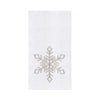 White towel with a snowflake design on a white background