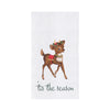 Festive towel with a deer and 'tis the season text on a white background