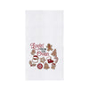 White towel with red and brown graphics and text "Lovin' from the Oven" on a white background