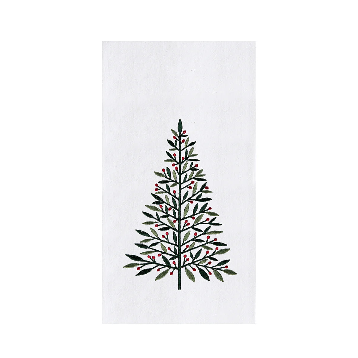 Decorative towel with a Christmas tree design on a white background