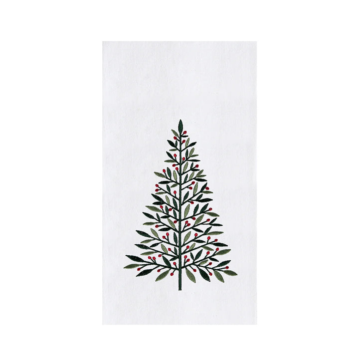 Decorative towel with a Christmas tree design on a white background