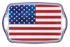 Rectangular tray with American flag design on a white background
