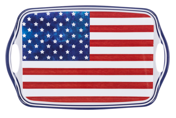 Rectangular tray with American flag design on a white background