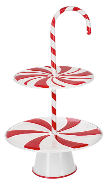 Candy Cane Two-Tier Pedestal Stand
