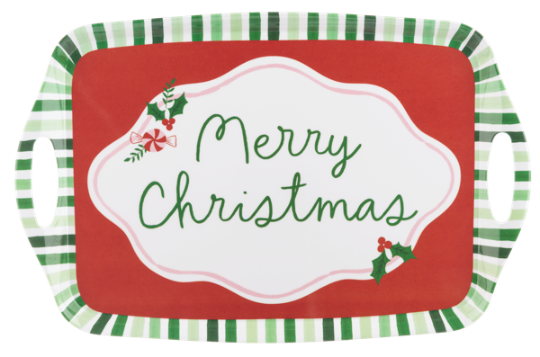 Christmas Stripe Merry Christmas Serving Tray