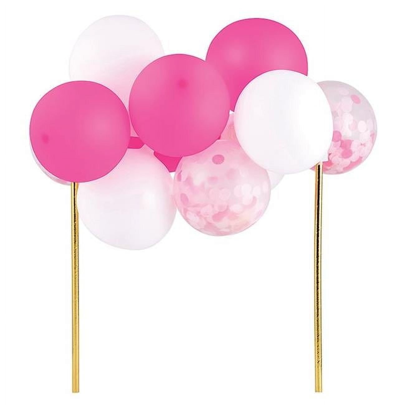 Slant Birthday Balloon Topper Pink/White (dis)