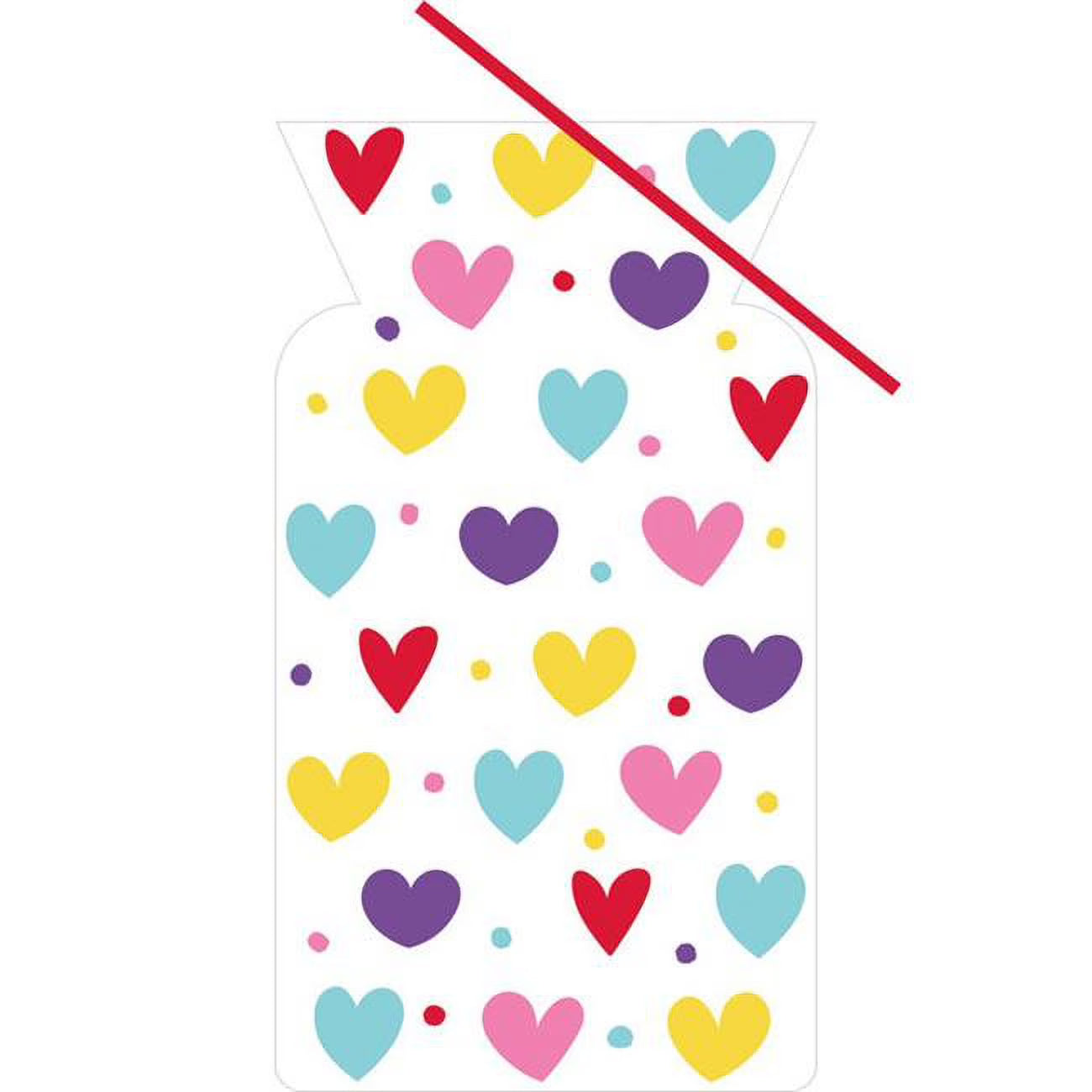 Cellophane Bag w/Tie Colorful Hearts 12/20