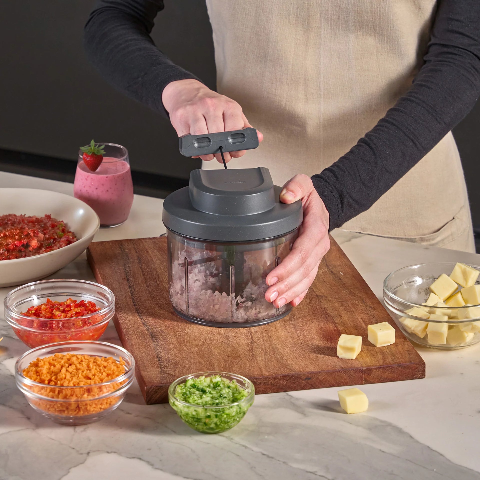 Easy Pull Hand Crank Food Processor