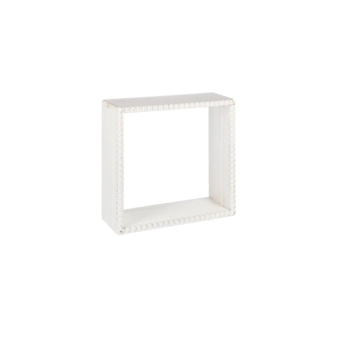 White rectangular wall shelf on a white background