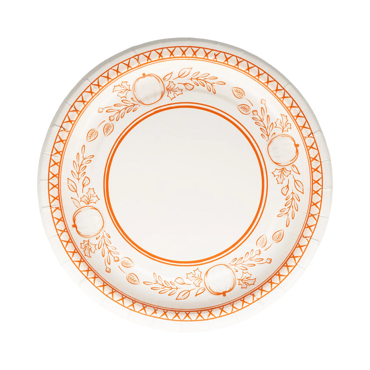Falloween Pumpkin Round Dessert 8" Paper Plate