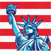 Statue of Liberty napkin with a blue color overlay on an American flag background