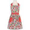 Apron with apple pattern on a mannequin against a white background