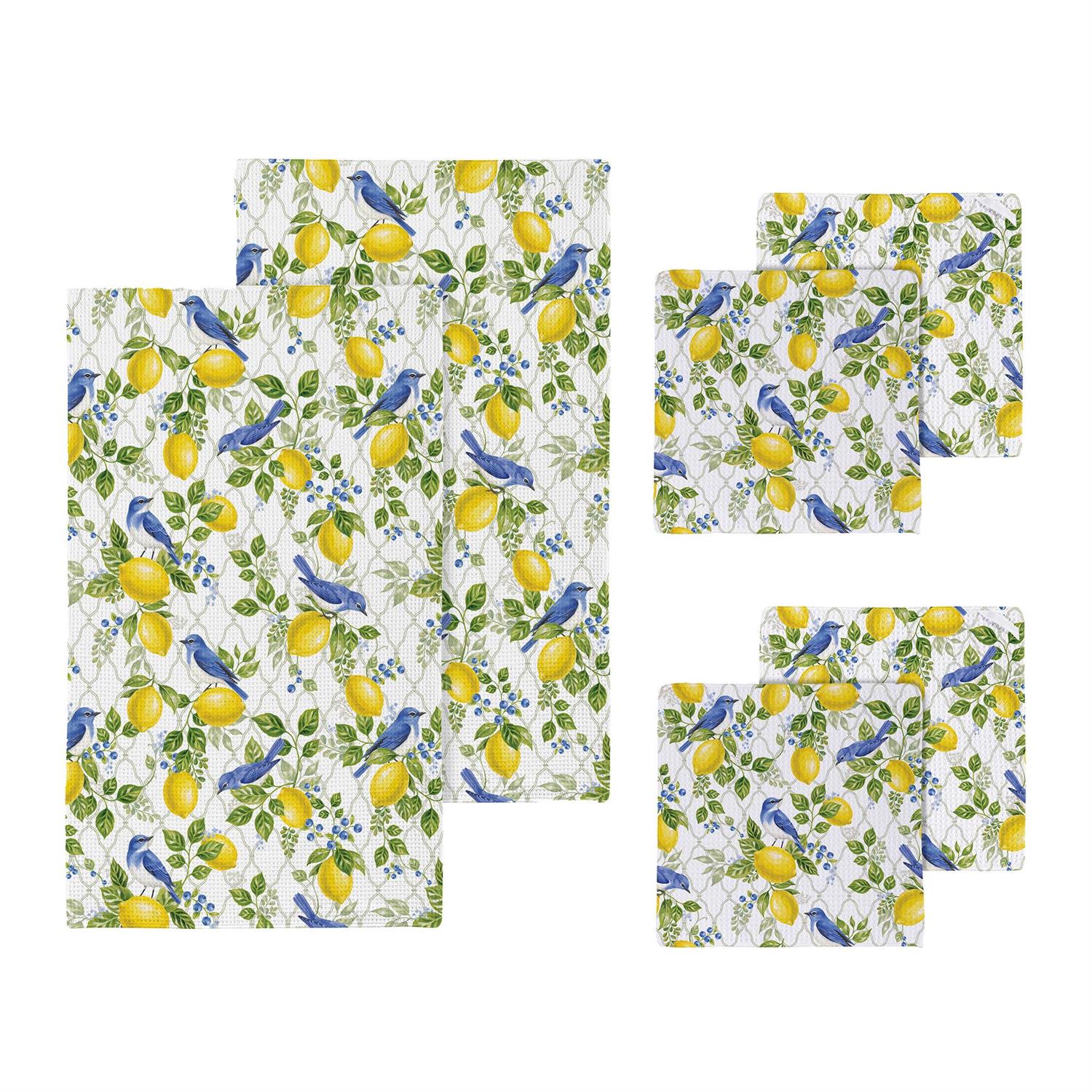 Seaside Retreat Songbird Citrus Towel & Dish Cloths Set