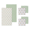 Set of floral-patterned cloths on a white background