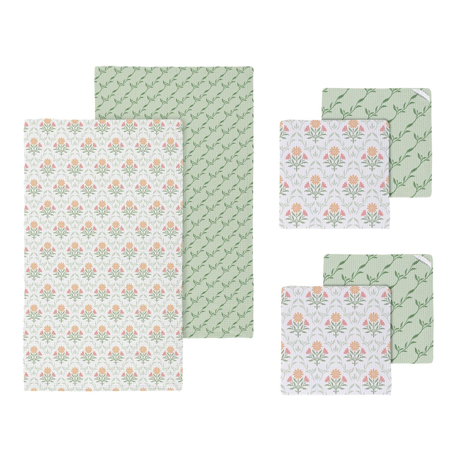 Set of floral-patterned cloths on a white background