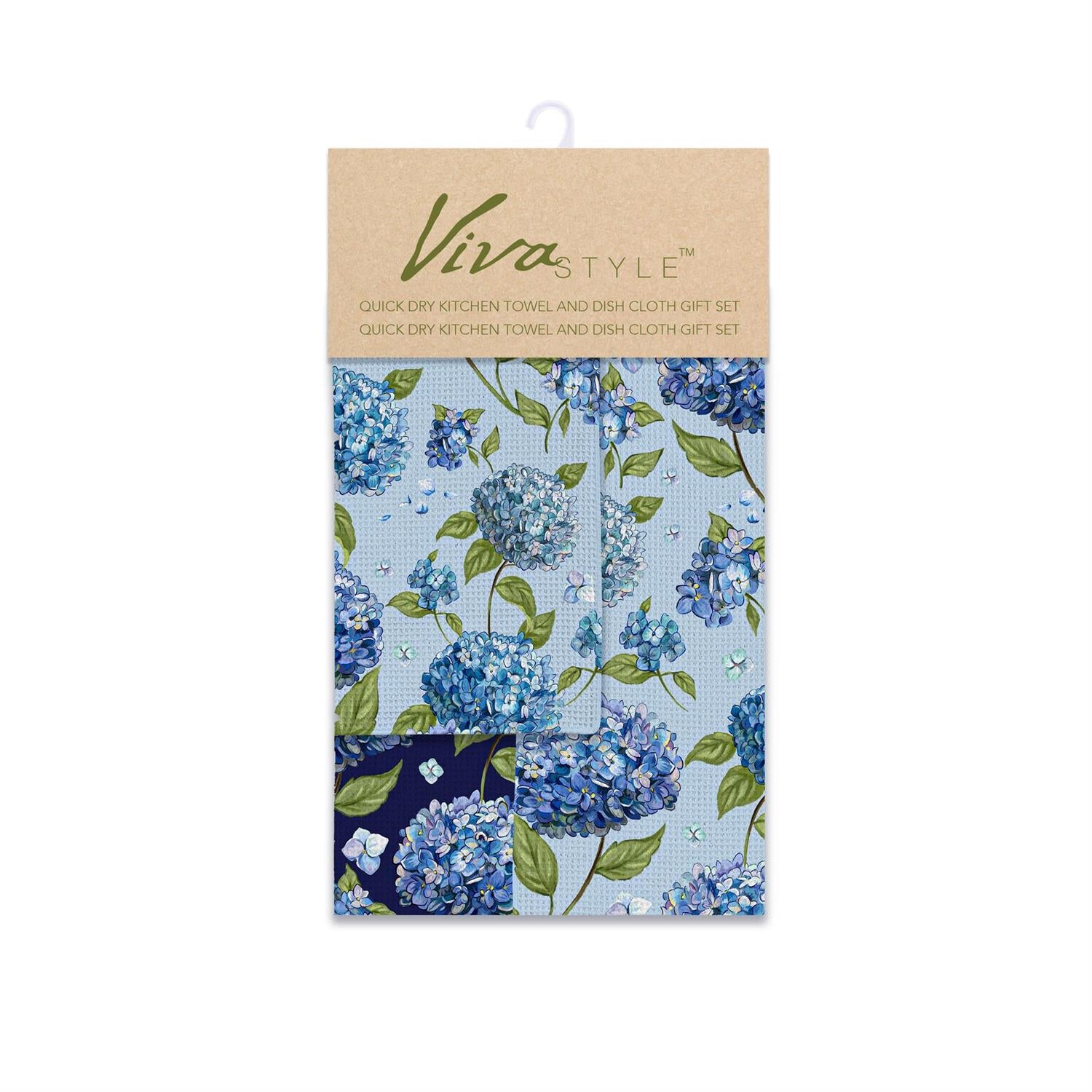 Hydrangea Haven Kitchen Towel and Dish Cloth Set