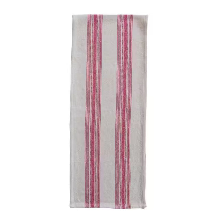 Woven Cotton Flour Sack Table Runner with Stripes