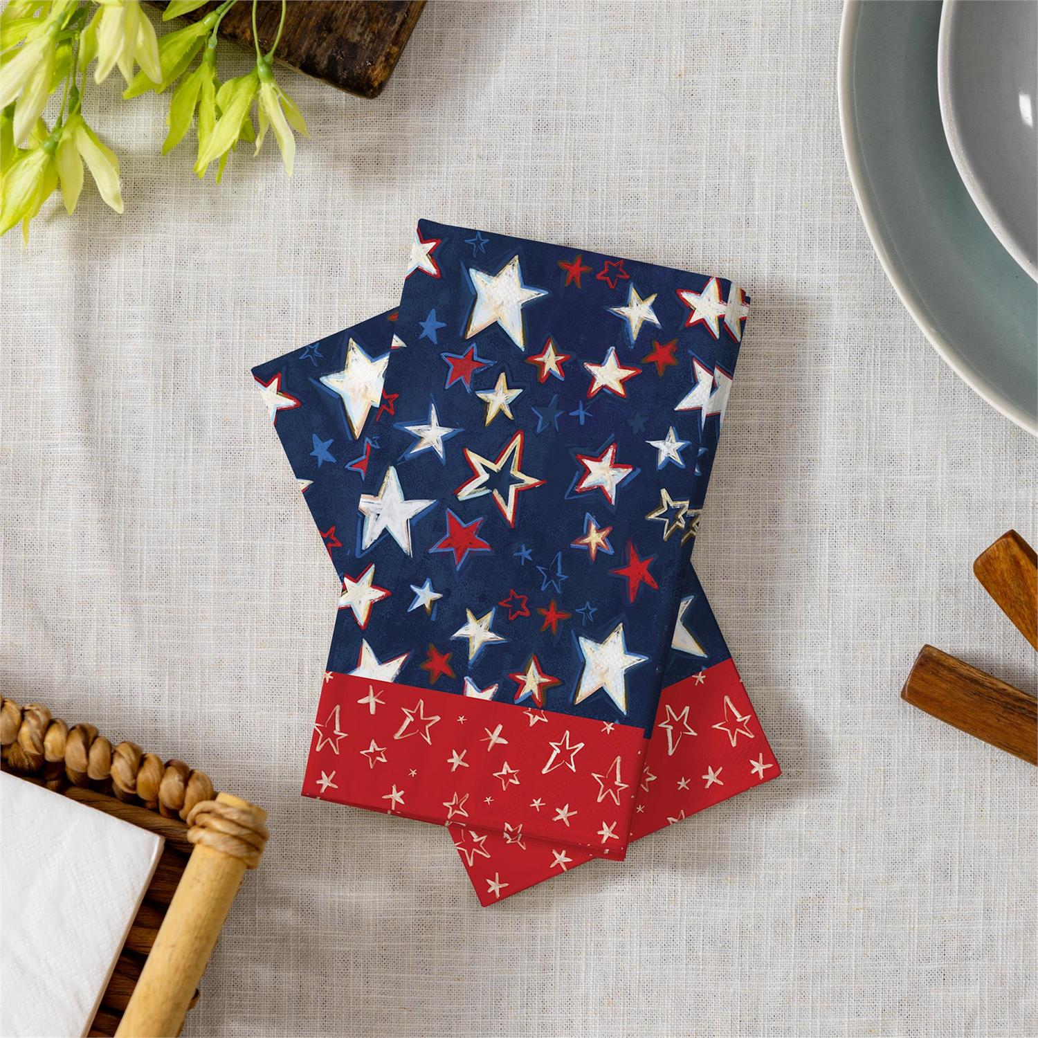 Red White and Bloom Patriotic Star Napkin