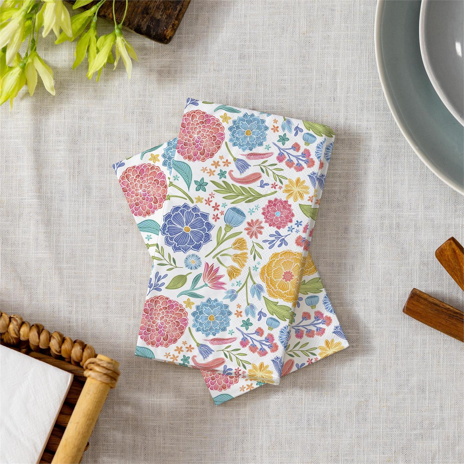 Cottage Garden Floral Paper Guest Towel Napkin