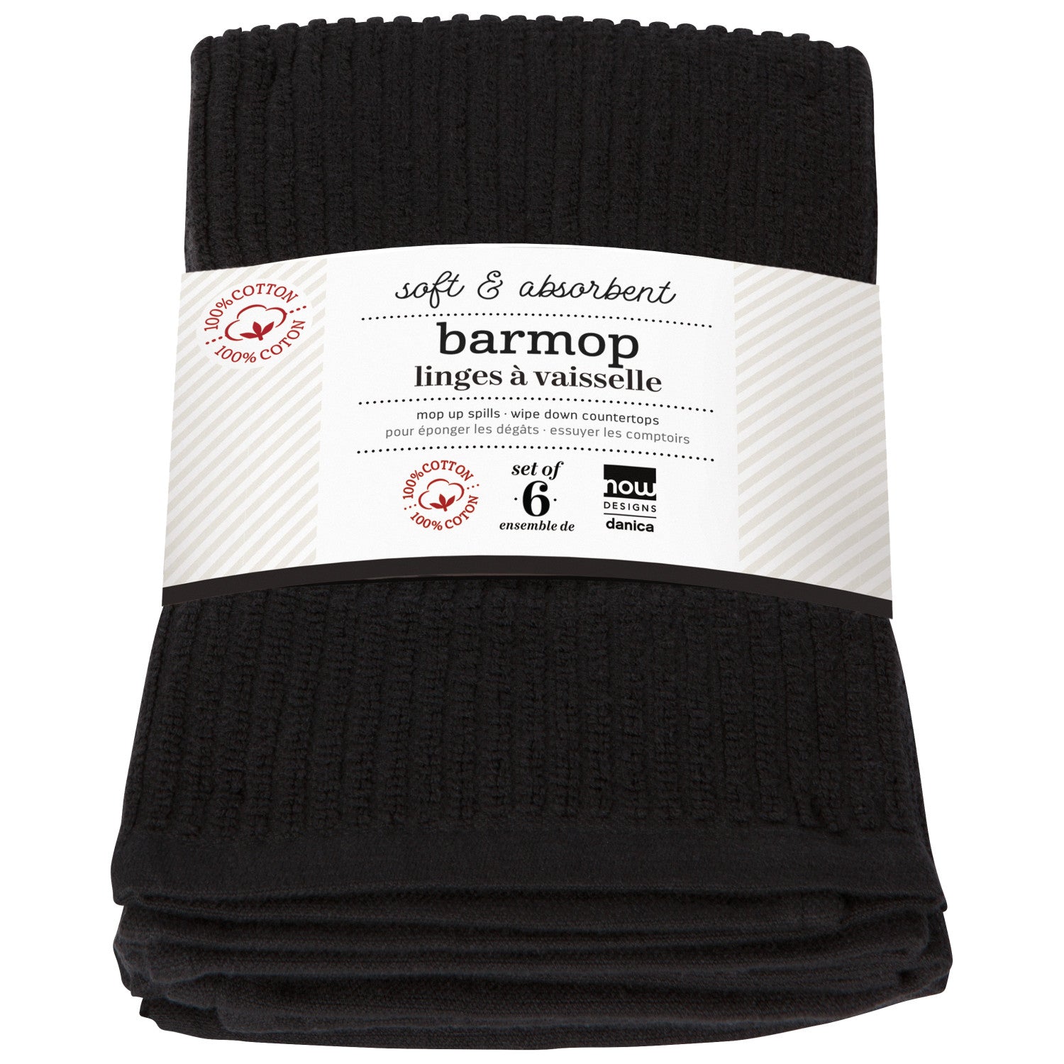 Black Small Barmop Set of 6