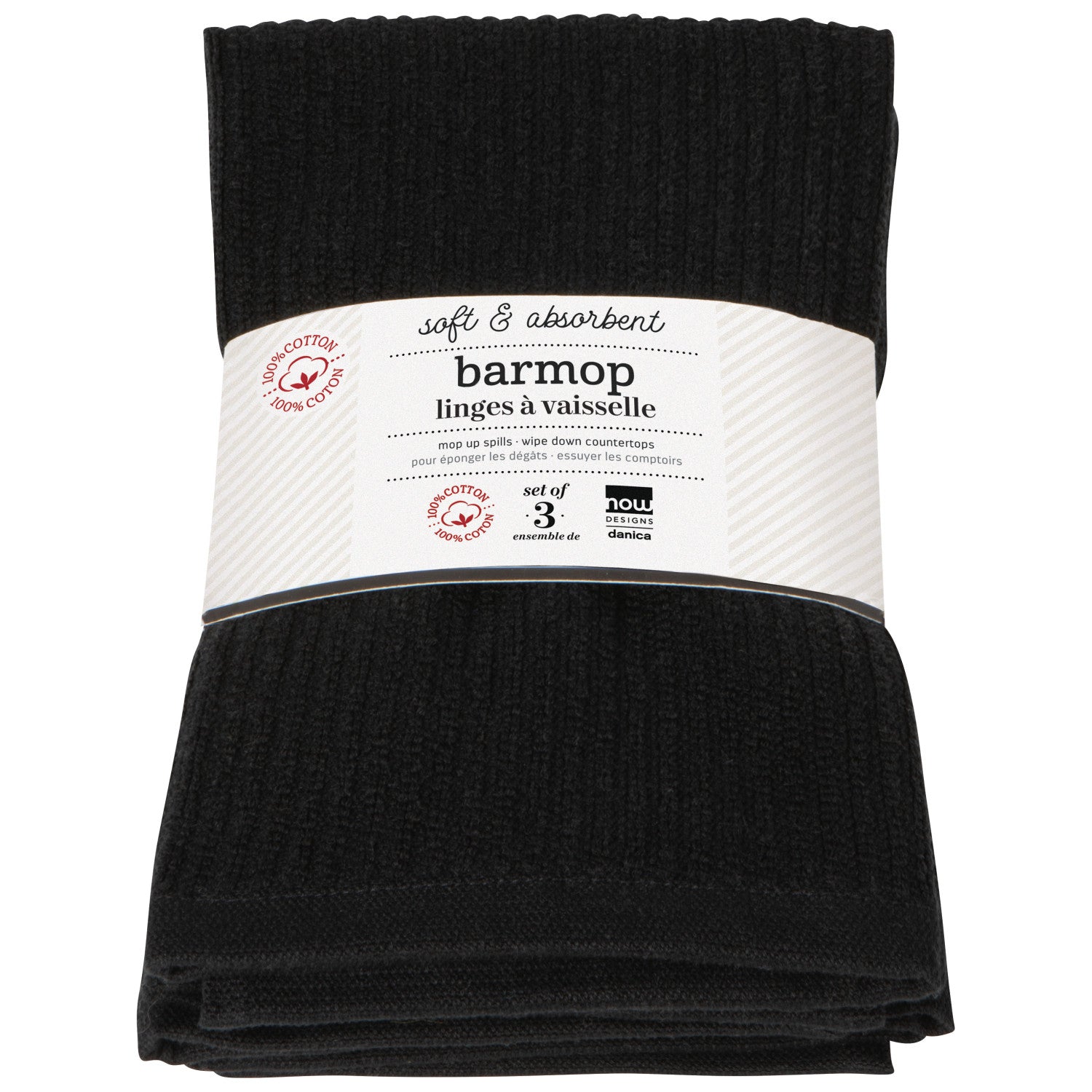 Black Large Utility Barmops Set of 3