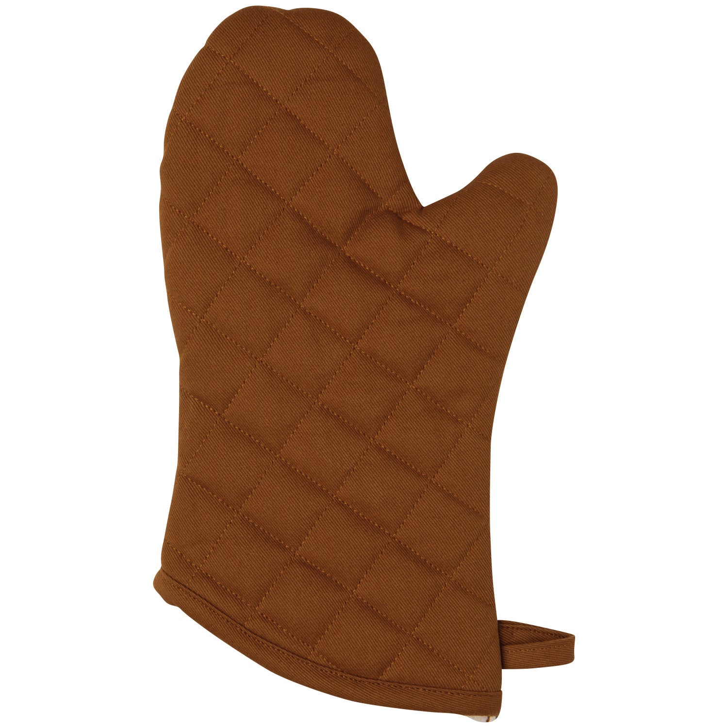 Chestnut oven mitt on a white background