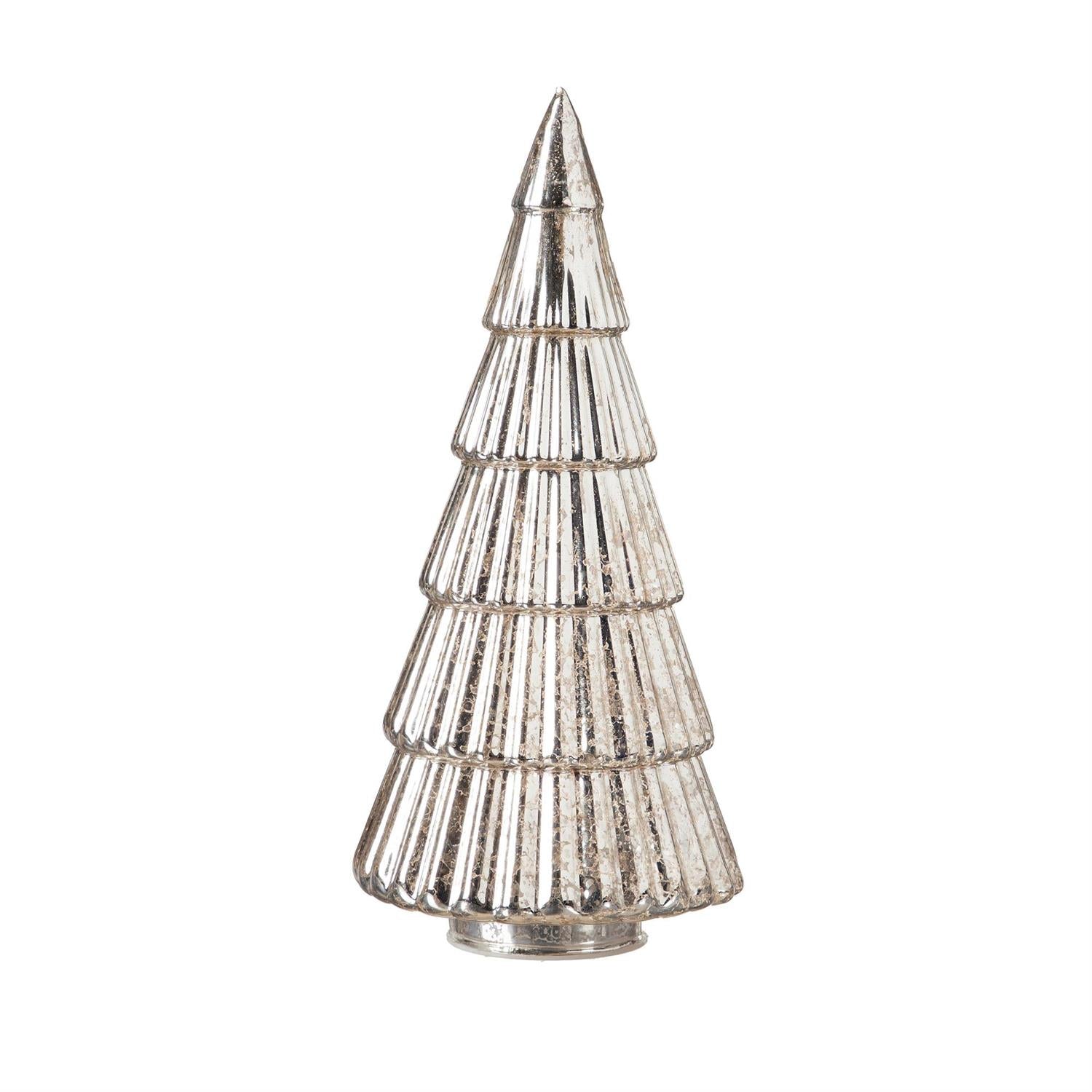 Decorative silver Christmas tree on a white background