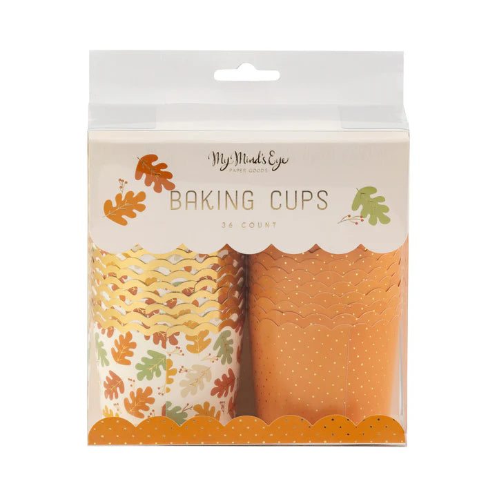 Gold Foil Autumn Leaves Baking Cups