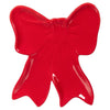 Red bow-shaped plate on a white background