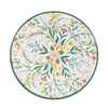 A dinner plate with floral design on a white background.