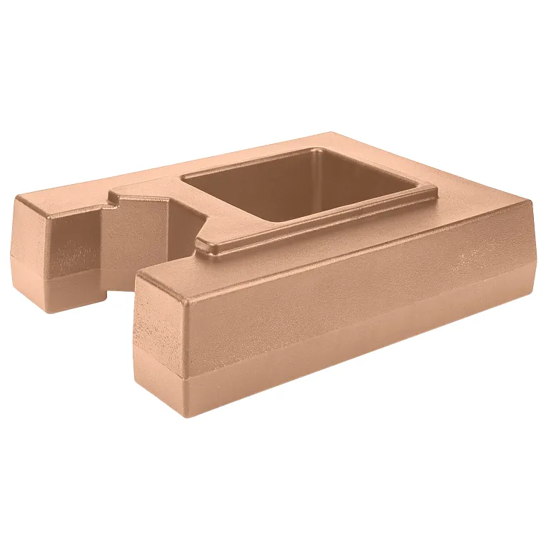 Tan-colored rectangular riser on a white background