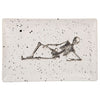 Rectangular platter with a black skeleton design on a speckled beige background