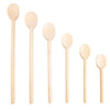 Set of six wooden spoons on a white background