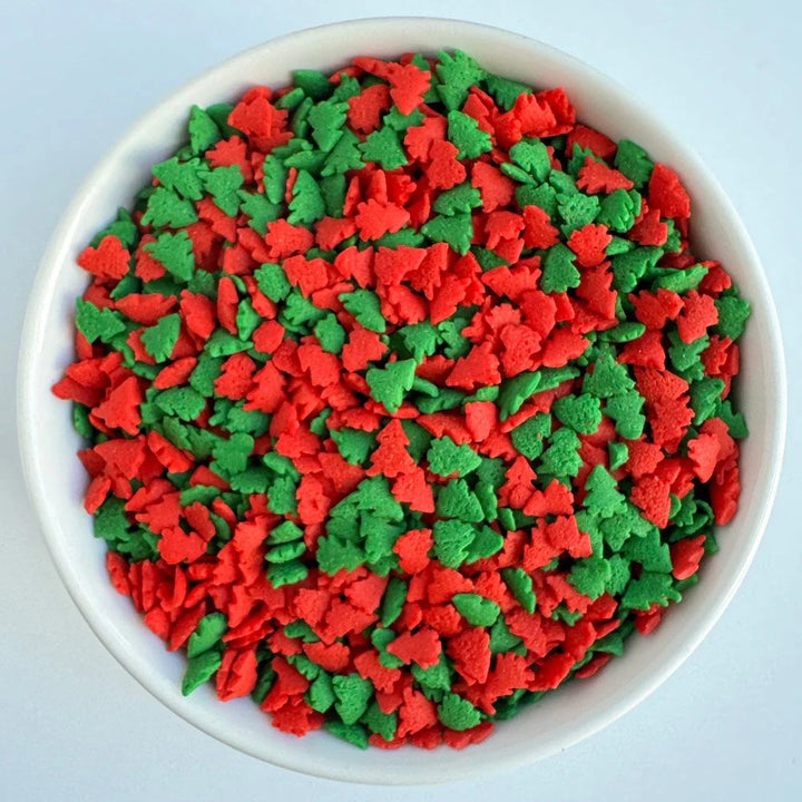 Holiday Green Tree, Red Sequins and White Sprinkle Mix 5lb