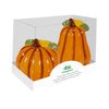 Two decorative pumpkin salt and pepper shakers in a clear box with 'evergreen' branding.